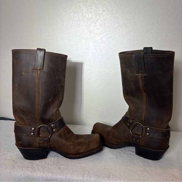 Frye Brown Leather Moto Boots - Picture 6 of 11